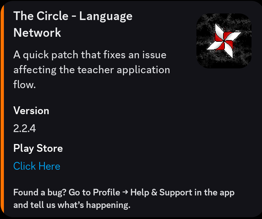 CircleLangApp's tweet photo. v2.2.4 is live. Bug fixes for the teacher application + minor improvements. Thanks for the support. https://t.co/iC3cpstQc5