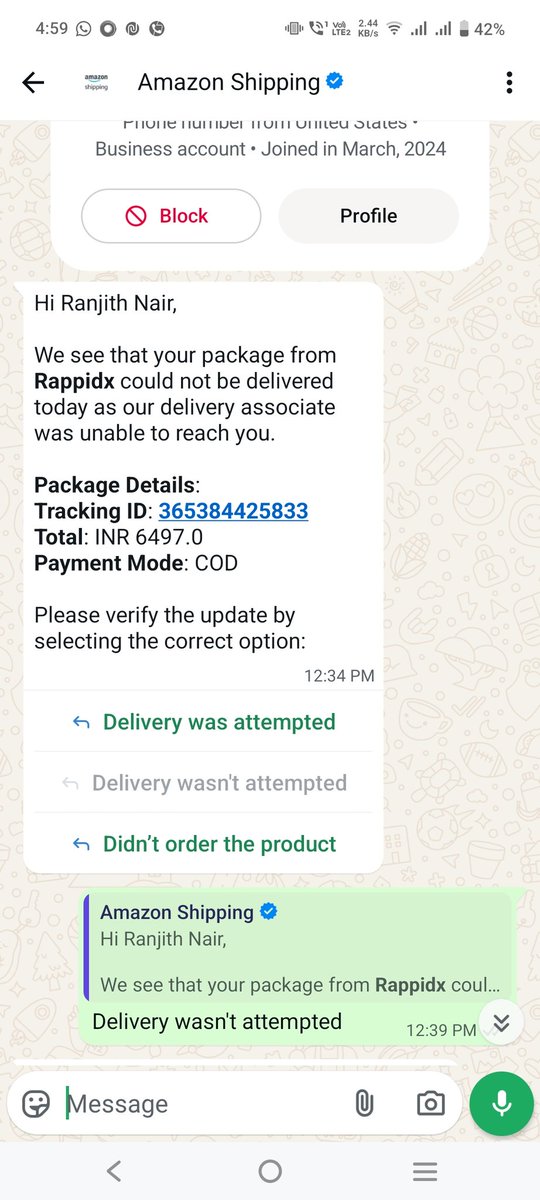 RCN80IN's tweet photo. @amazonIN @amazon 
@jagograhakjago 

If your can't deliver, why take shipping orders?

Tracking id: 365384425833
Fake updates by delivery guy. Wasted entire weekend waiting for delivery.
Please don't take up such simple delivery tasks that you cannot handle. https://t.co/0yDWyL91Qu