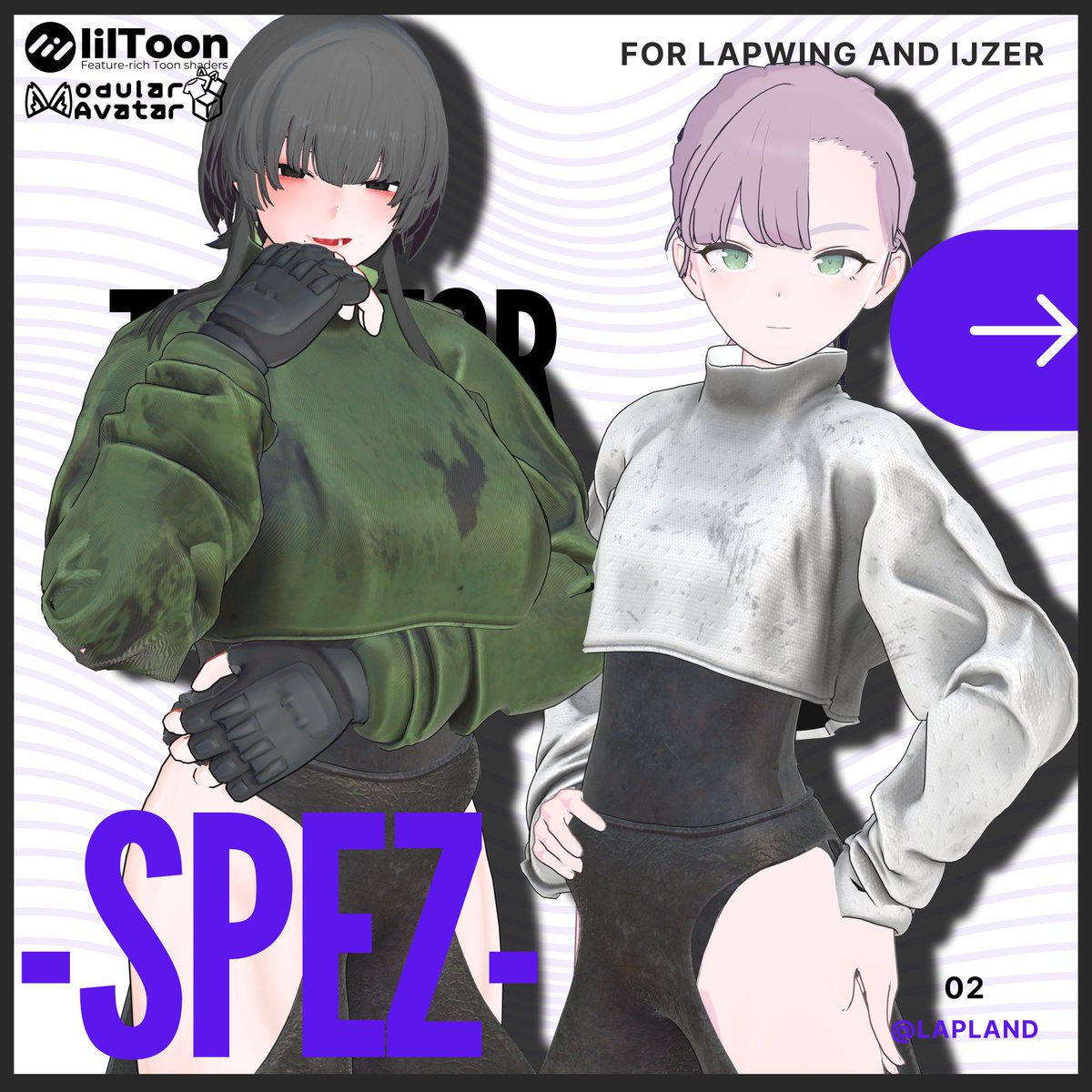 lapland_jp's tweet image. -Spez- の販売を開始しました。

没だった衣装を少し手直ししたシンプル？な衣装になります。Lapwing、アイザラさんに対応しています。

🎁12/03日までにRP+フォローした3名(100RPor100スキ毎に＋1名) にギフトします🎁

よければどうぞ～🦀

lapland.booth.pm/items/7713337