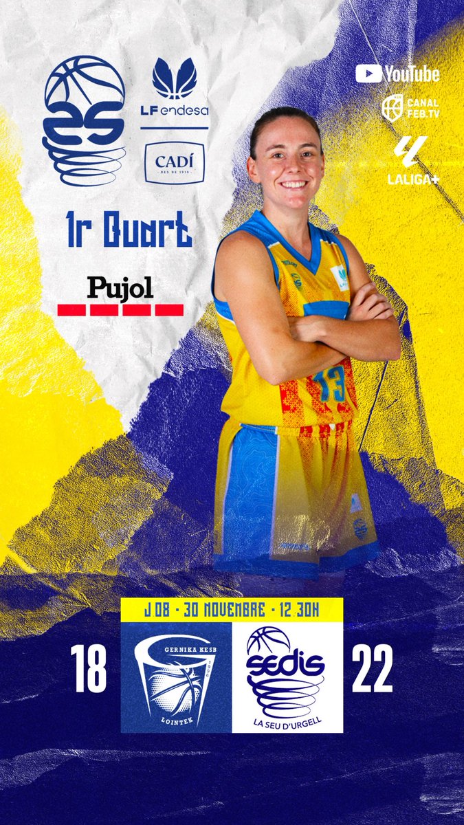 🦋 #LFEndesa J8 l 1Q

⬛️🟥 <a href="/GKesb/">Lointek Gernika Bizkaia</a> 18
⬜️🟦 <a href="/sedisbasquet/">AE Sedis Bàsquet</a> 22

📍Maloste

📺 canalfeb.tv l youtube <a href="/BaloncestoESP/">Baloncesto España</a> | <a href="/LaLigaPlus/">LALIGA+</a> 

 Som-hi!!! 💙🤍

#sentelsedis🏔️🏀