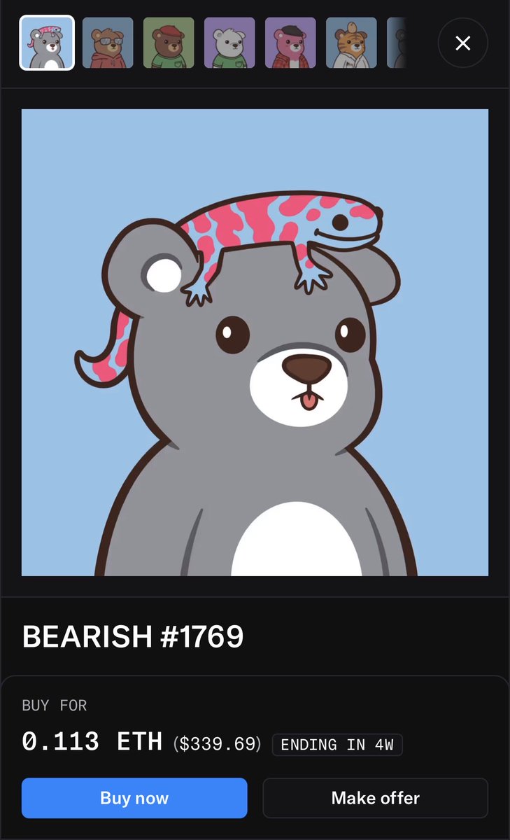 🐻 DEN'S DEAL OF THE DAY 🐻

#1769 • 11/30/25 • <a href="/bearish_af/">BEARISH</a>

Rank 4211 → Floor now 0.113 ETH 🔴 (-1.7% today)

Nakey + Salamander = Epic 🐻 

Lock in on this minimal trait sexy bear before someone else does!

opensea.io/item/abstract/… (direct link)

#DensDealOfTheDay #BearishAF