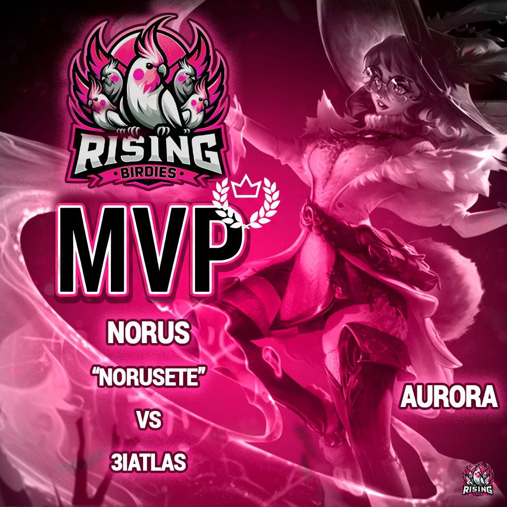 Hora de repartir los MVPs de la jornada. El del primer game va para....
<a href="/Norusete/">Norus</a>  con su Aurora, ggs infiltrado!
#GoBirdies
