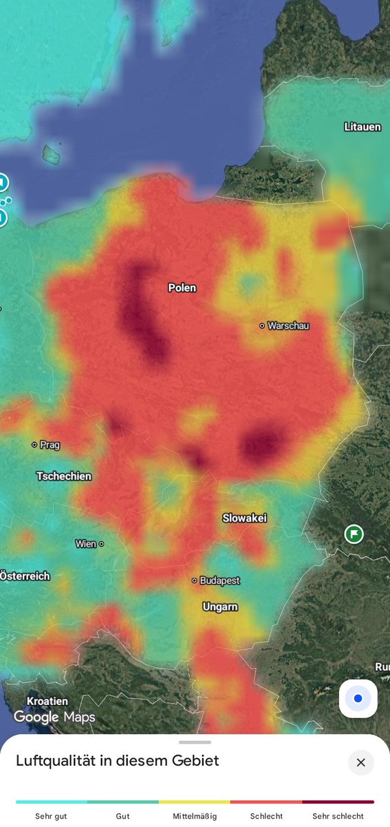 I just saw that new feature about air quality on googlemaps.
What the actual Fuck, Poland?!