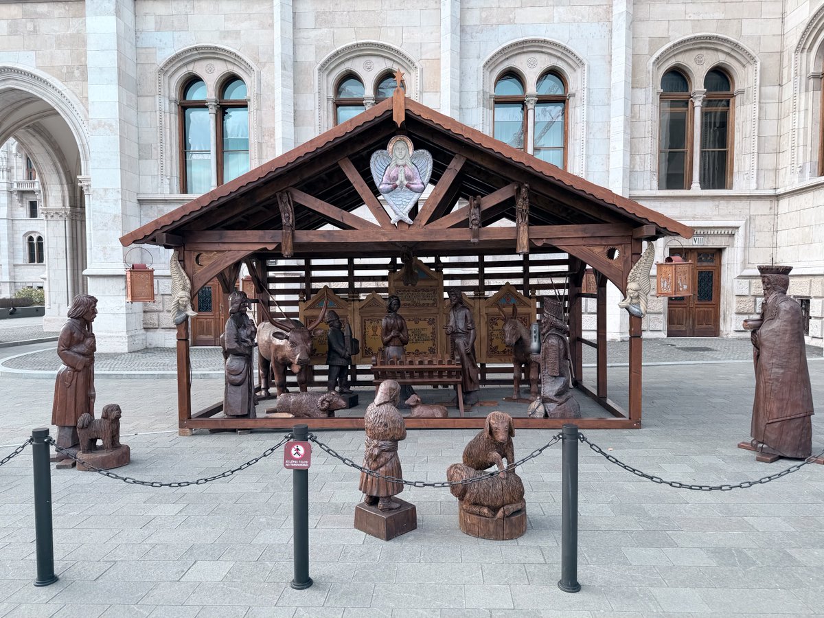 roddreher's tweet image. A Nativity scene outside the Hungarian parliament. A Christian country that is not ashamed of the gift of faith.