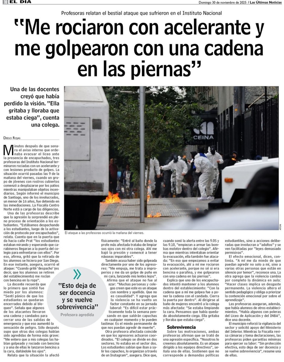 #URGENTE Buenos días, Sólo les vengo a decir que en él Gobierno Feminista de Gabriel Boric,a las profesoras las golpean con cadenas en las piernas y le tiran acelerante para quemarlas, Y NO HAY NINGUNA MARCHA FEMINISTA🌳(Extraordinario, Artés,#Osorno #Teleton2025 Kramer, Cavada)