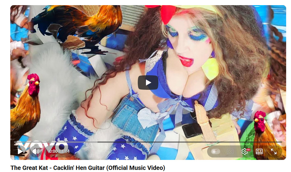 greatkatguitar's tweet image. WORLD PREMIERE on YOUTUBE!
The Great Kat - Cacklin' Hen Guitar (Official Music Video)
youtube.com/watch?v=ExZHWi…
“Cacklin’ Hen Guitar” music video stars the Hot Hillbilly Cigar Box Guitar Shredder The Great Kat having a fun day at the River in West #Virginia!
#HILLBILLY #SHRED