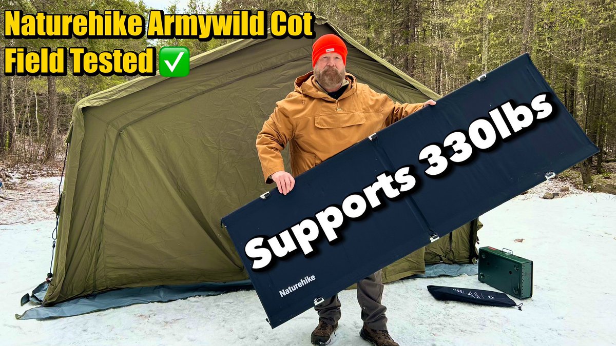 Need a portable, lightweight folding camping cot for hot tent camping or ice fishing? Check out my review of the <a href="/Naturehikeeeee/">Naturehike</a> Armywild Folding Camping Cot. Watch it here 👉🏻 youtu.be/Tm1O0XfbZsY?si…