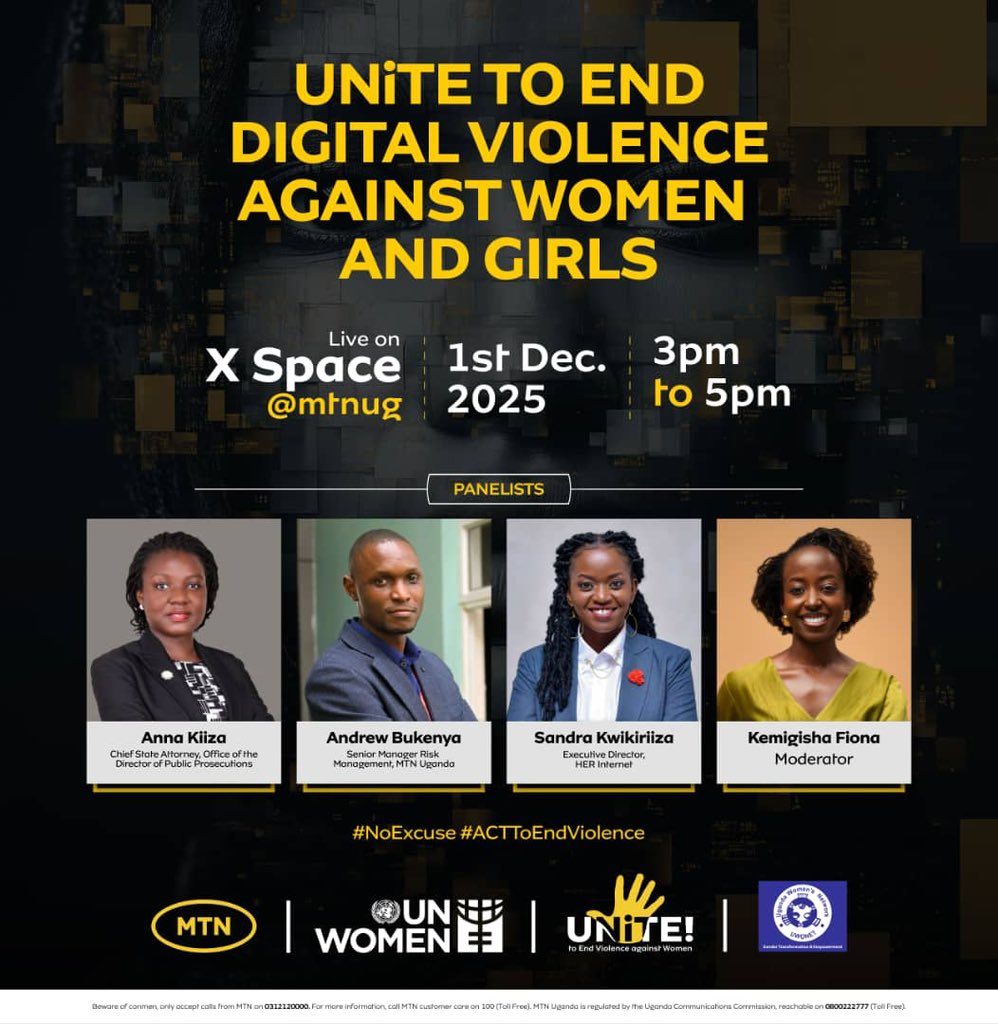 <a href="/HerInternet/">HER Internet</a>’s Executive Director,
<a href="/sand_riza/">sandra riza</a>, will be joining the conversation on #UNiTetoEndDigitalViolenceAgainstWomenandGirls this Monday. 

Join us live on the X Space hosted by <a href="/mtnug/">MTN Uganda</a> as she unpacks what it means for womxn to exist and express themselves online.

#NoExcuse