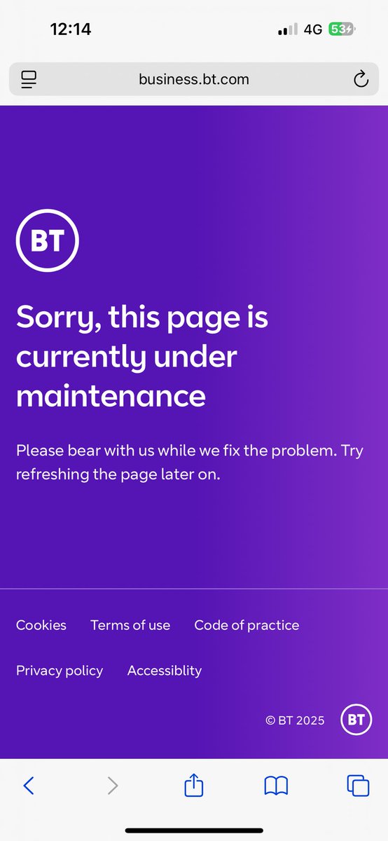 Is there a BT outage right now because my box has randomly stopped working overnight and all morning (it’s the green solid light, sometimes flashes) and now the “fix a fault” page is Under Maintenance??? <a href="/bt_uk/">BT</a> I need help and BT are sending me in circles!