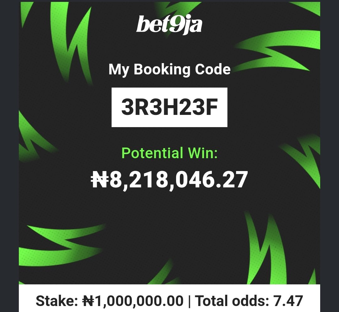 jujupunter's tweet image. BET9JA  TODAY 🔥  🔥 

👉   3R3H23F     

👉   3R2FL5S

👉   3R2JQ8B

#bet9jacode