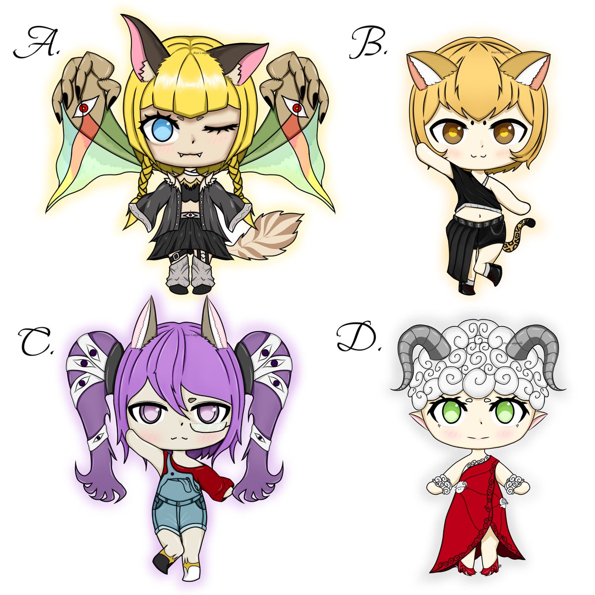 Trece13f's tweet photo. Chibi adoptable✨☘️ 
[Fixed price]
Anyone want this cute chibi?

Price : $7 each

Like &amp; RT are very appreciated:3

Available on my ko-fi↓↓
(i need your support)
https://t.co/egg2vWAgKb

#adopt #adoptable #chibi #oc #characterdesign https://t.co/uNLidDMjQG