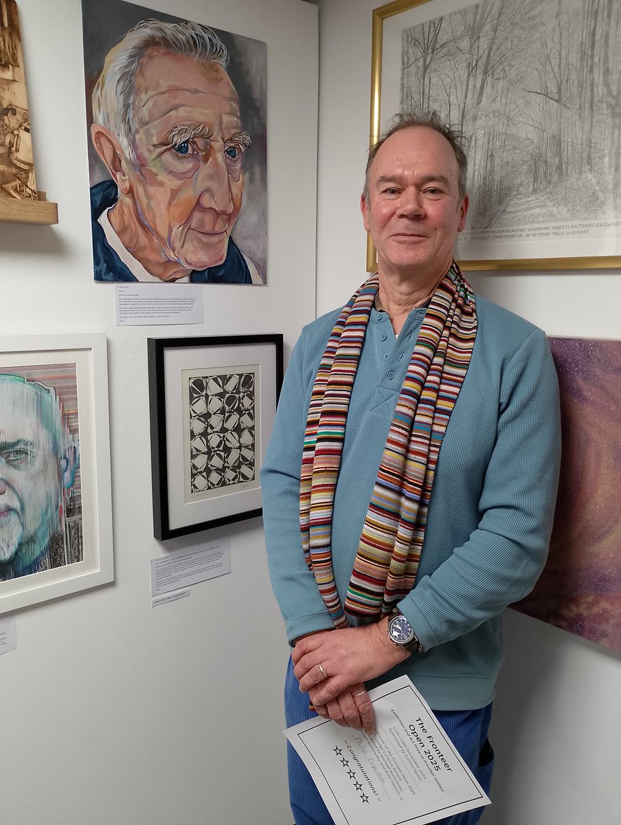 Fronteer_Art's tweet photo. 🎉 Huge congratulations to Phllip Copestake for winning the Fronteer Open Judge's Choice Award with his wonderful work 'Dice Drawing #12 – ‘Let’s just pretend that never happened and carry on’ (October 2025)' https://t.co/mCzOV8h8Uz