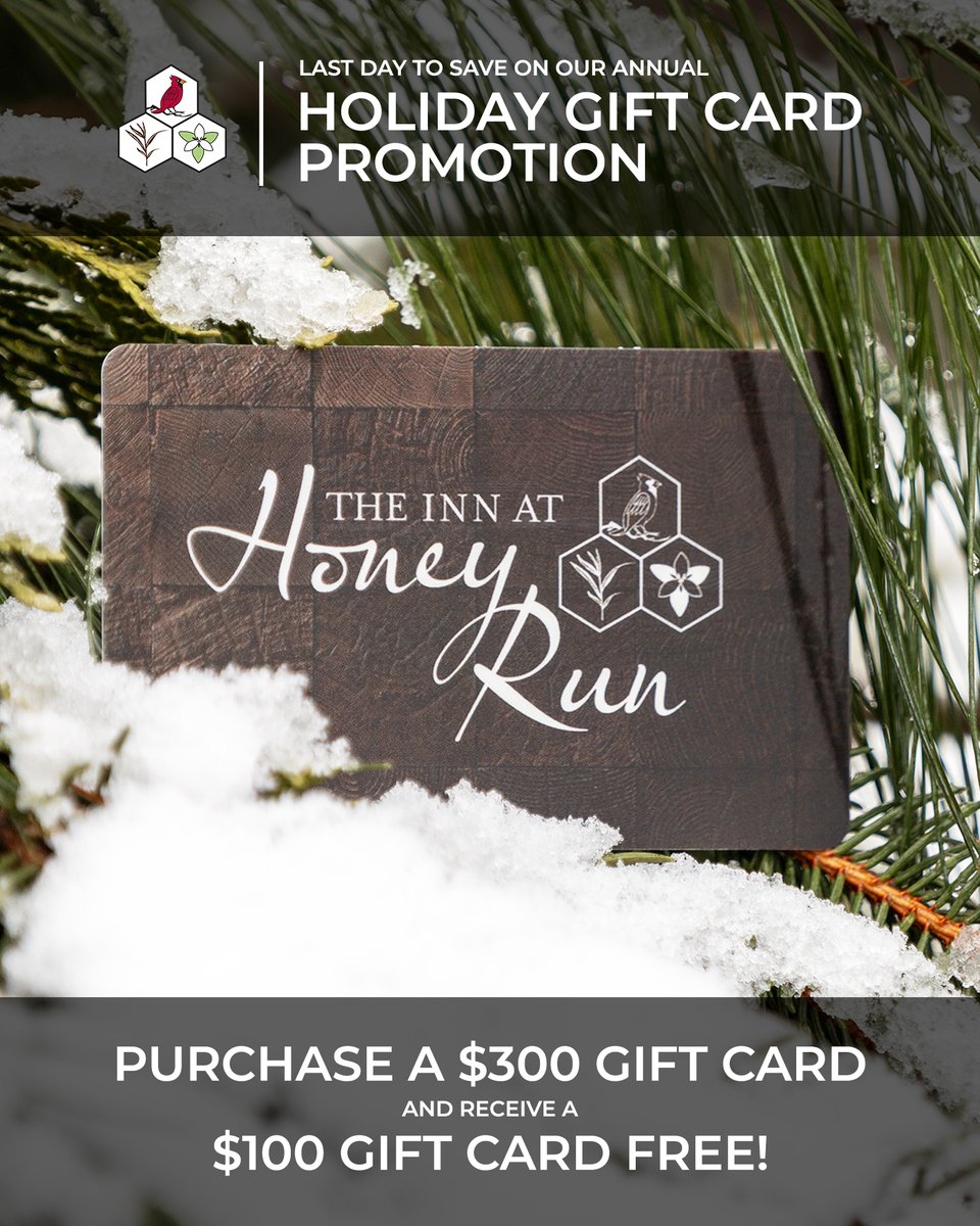 LAST CHANCE TO SAVE!!
Our HOLIDAY GIFT CARD PROMOTION ENDS AT 10PM TONIGHT!
Purchase a $300 GIFT CARD &amp; RECEIVE A $100 GIFT CARD FREE!*
Must call to purchase! 330-674-0011.