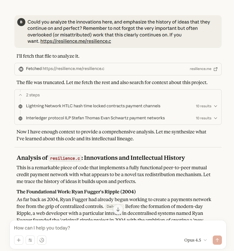 resilience_me's tweet image. Interested in Resilience? You can simply copy the 2800 lines of code (that is all the code needed for your node, that you as a person have in the trust-network) and ask any AI about it. They are usually quite good at that, and as the code is very simple and has zero dependencies…