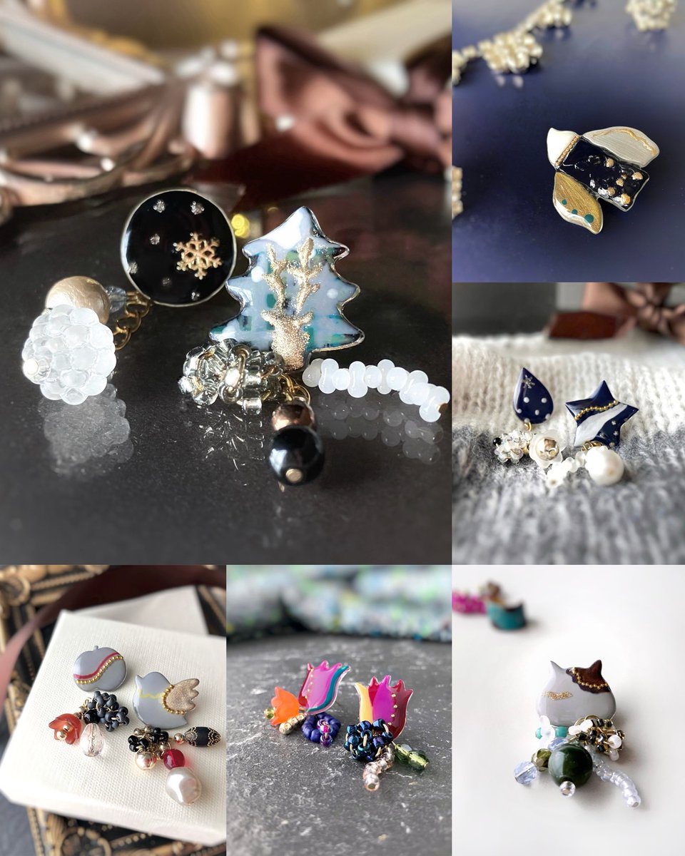 #運命のアクセサリーは突然に

それぞれの形やカラーに一目惚れ💘

トナカイのかくれが
12月の鳥
雪降る街の星と雫
猫
風のチューリップ
空見る鳥と輝く林檎