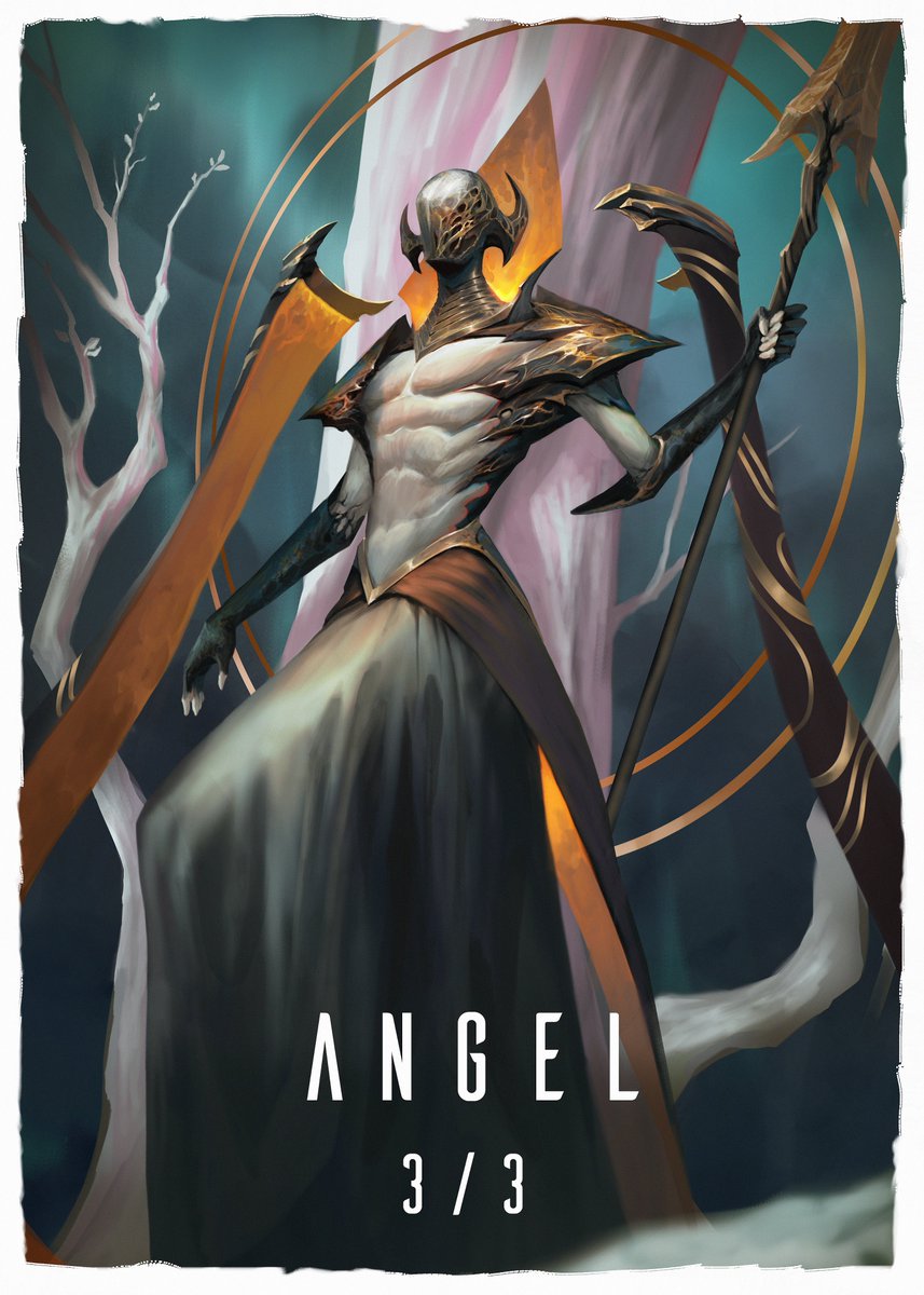 "Angel Token" inspired by <a href="/wizards_magic/">Magic: The Gathering</a>  TCG !

Hello there ! 
 Here's the first token of a long series that I'm starting. If you have  any favorite token I would love to know wich one to do next !

Wonderfull day yall !

#MtG #tokens #art #fantasy