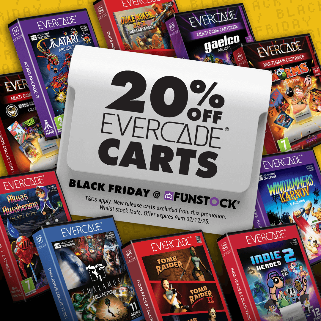 Add to your collection with 20% off Evercade cartridges this Black Friday weekend! 👀

Get 20% off now: funstock.co.uk/collections/ev…

T&amp;Cs apply!