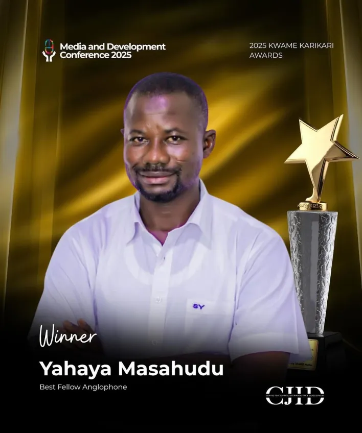 DubawaFR's tweet photo. Prix d'excellence en journalisme du CJID.
Le prix du meilleur boursier toutes catégories confondues a été décerné conjointement à Yahaya Massawudu, journaliste basé dans la région nord du Ghana.
À lire ici : https://t.co/Ai1E5a2mqN
#Prixdexcellence @CJIDAfrica @rsf https://t.co/Ds4idSVrCi