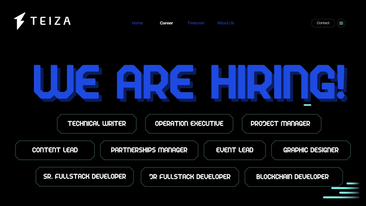 TeizaProtocol's tweet image. WE&apos;RE HIRING

We are expanding our TEIZA team and seeking for new members to grow with us💪

Fill up the form if you’ll be a good fit for any of these roles:
🔗forms.gle/JhMbiBaabrYYzJ…