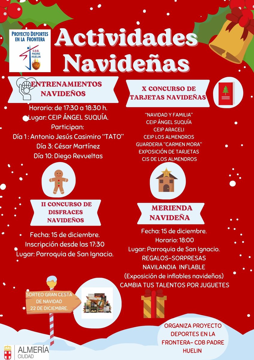 Hoy, Primer Domingo de Adviento, encendemos la luz de la esperanza.Queremos que brille en Araceli, Piedras Redondas y Los Almendros. 
🏀 Entrenamientos (1, 3, 10)
🎨 Tarjetas
🎭 Disfraces (15 dic)
🍫 Merienda (15 dic – 18:00)
🎟 Cesta (22 dic)
Adviento en el barrio. Luz que nace.