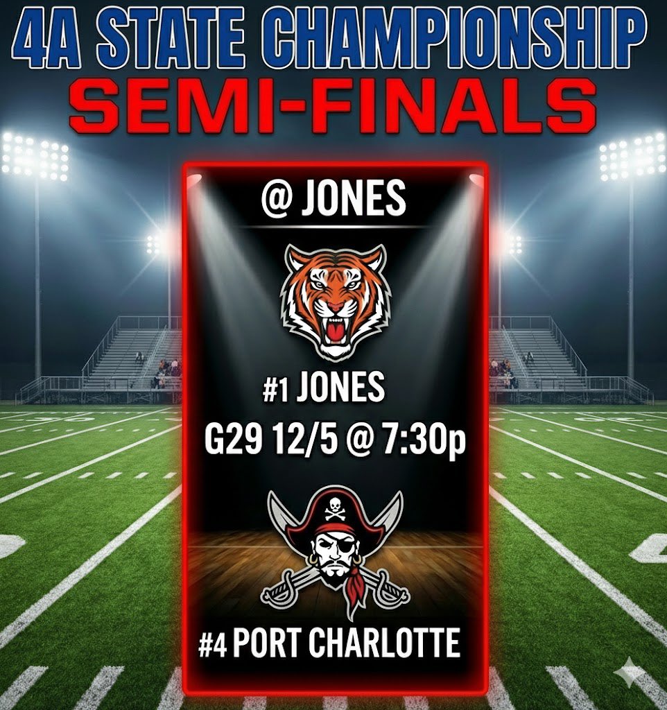 Make your travel plans our Semi-final matchup is official we will play @ Jones this Friday in our first ever Final 4 game #75forever #eatoffthefloor