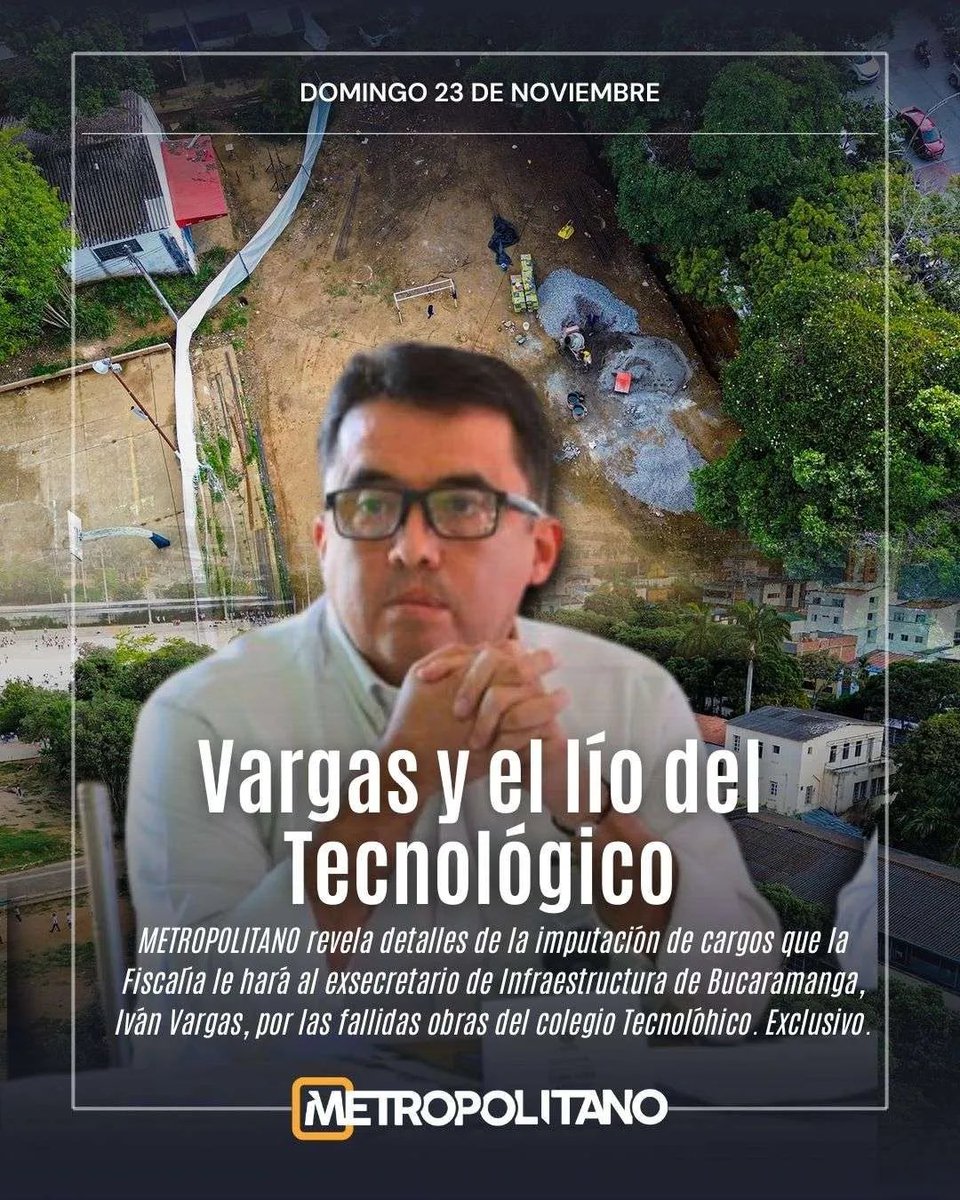 #MetropolitanoInvestiga | Imputación a exsecretario de infraestructura Iván Vargas: el gran lío de las obras del colegio Tecnológico. 

🔗 is.gd/CISd6S

<a href="/metropolitano_X/">Metropolitano Noticias</a> revela detalles de la imputación de cargos que deberá enfrentar en las próximas horas el