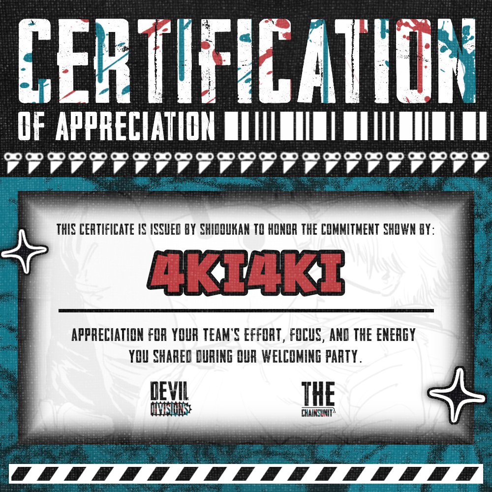 DevilDivisions's tweet image. Good work, 𝟰𝗞𝗜𝟰𝗞𝗜. @kuyngnim @Shazzfa @Sunoowim @binhyung @youngseown @tennierubyten  You’ve done well as new devil hunters. Thanks for the effort, let’s keep moving forward together.