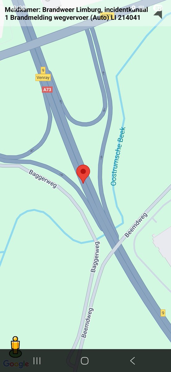 Brandmelding Wegvervoer op A73 bij Oostrum