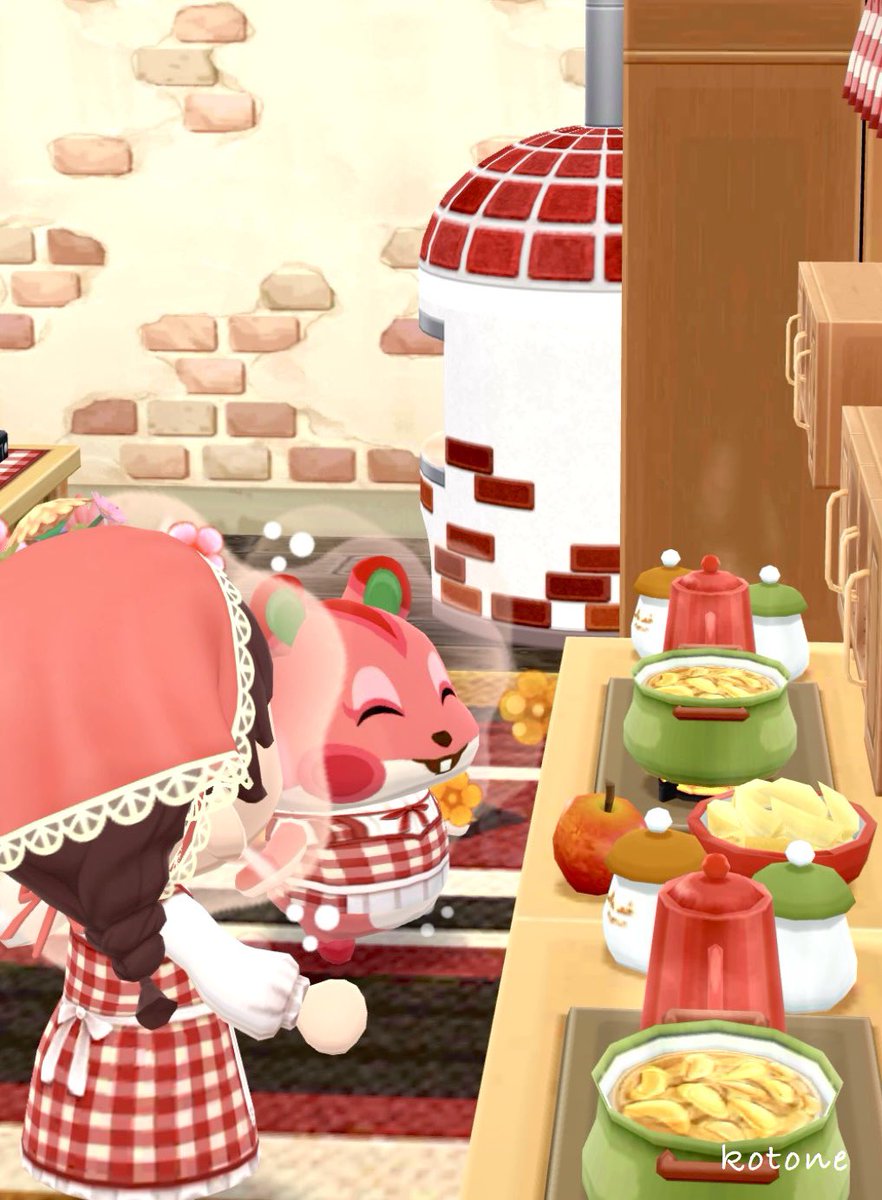 kotone_acpc's tweet photo. 🍎アップルちゃんと一緒に
     オープン前の下準備♬.*ﾟ

     いい香りがしてきたね♡

 #ポケ森  #ポケ森コンプリート 
 #ポケ森レイアウト https://t.co/aCT945JRvJ