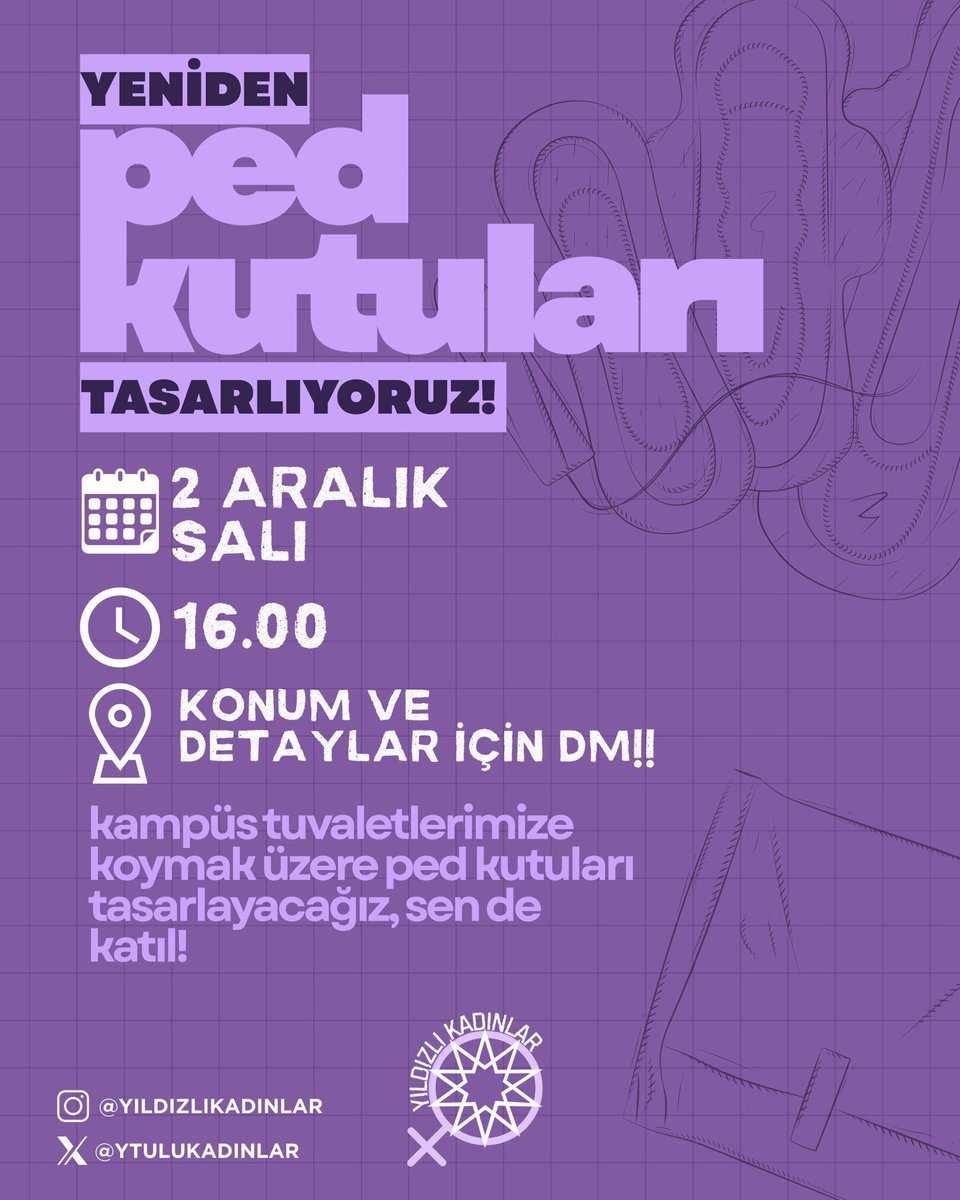 Yıldızlı kadınlar olarak yeniden kampüs tuvaletlerimize koymak için ped kutuları tasarlıyoruz⭐️Konum ve detaylar için DM’den bize ulaşabilirsin.