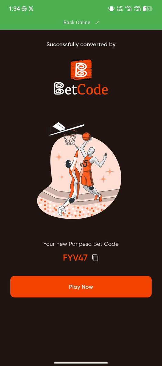 BETC0DE's tweet image. Code Converted via the BetCode app to paripesa