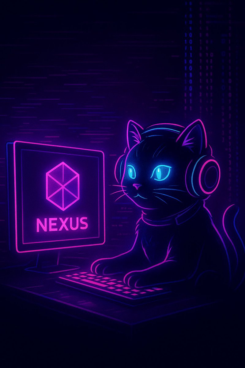 xcuapha's tweet photo. ✨ “Neon Hacker Cat on duty — cracking code for Nexus all night long.” https://t.co/0AtAGY8znh