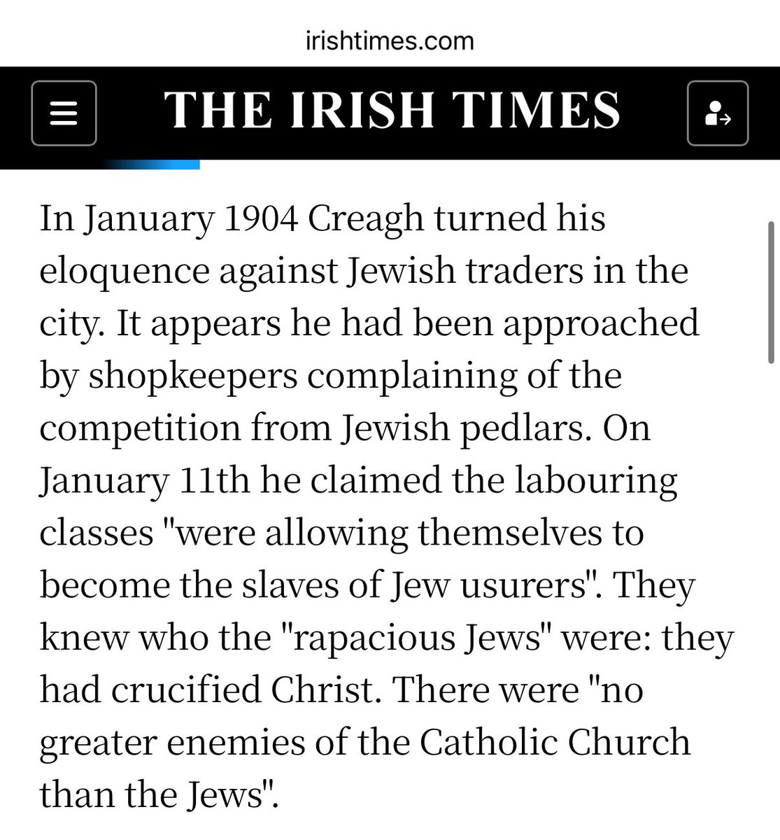 I grew up on a street called “Limerick Lane.”

Little did I know that in 1904, Limerick, Ireland experienced an anti-Jewish pogrom. I just learned about this today, while reading up on Ireland’s history of antisemitism. 

About 80 people left Limerick as a result and their