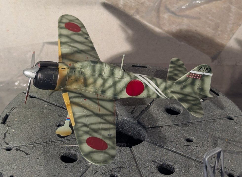 My Airfix Zero is becoming a bit of a "bastard child" of airframes and schemes and markings but that is okay for this build. Quite liking it though, expecting to make some further weathering (less brown) and touch ups and it should be a solid one