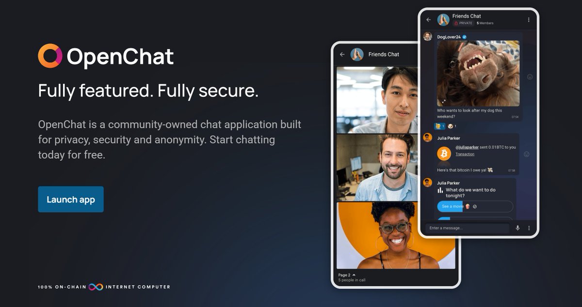 ChronoLockICP's tweet image. 🚀 Revolutionize your chats with #OpenChat on #ICP! Fully decentralized and E2EE messaging on the #InternetComputer blockchain – secure, user-owned, and DAO-governed. Send $ICP or $ckBTC instantly, no Big Tech spying. Join the future! #OpenChat #ICP #Web3
oc.app