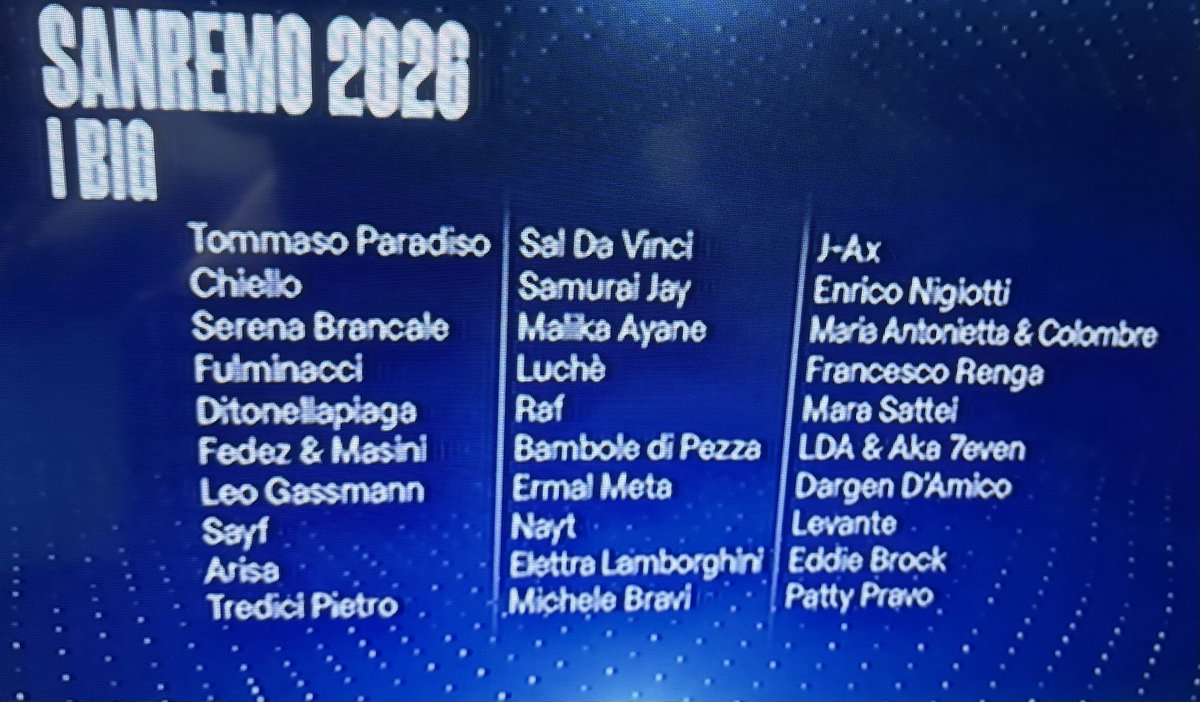 OndeFunky's tweet photo. Ne scrivo tra un po’ su #Ondefunky Molto felice per molti di loro. Diversi gli artisti semi sconosciuti. Come al solito bisogna ascoltare le canzoni #Sanremo2026 https://t.co/QVplz6ZwRy