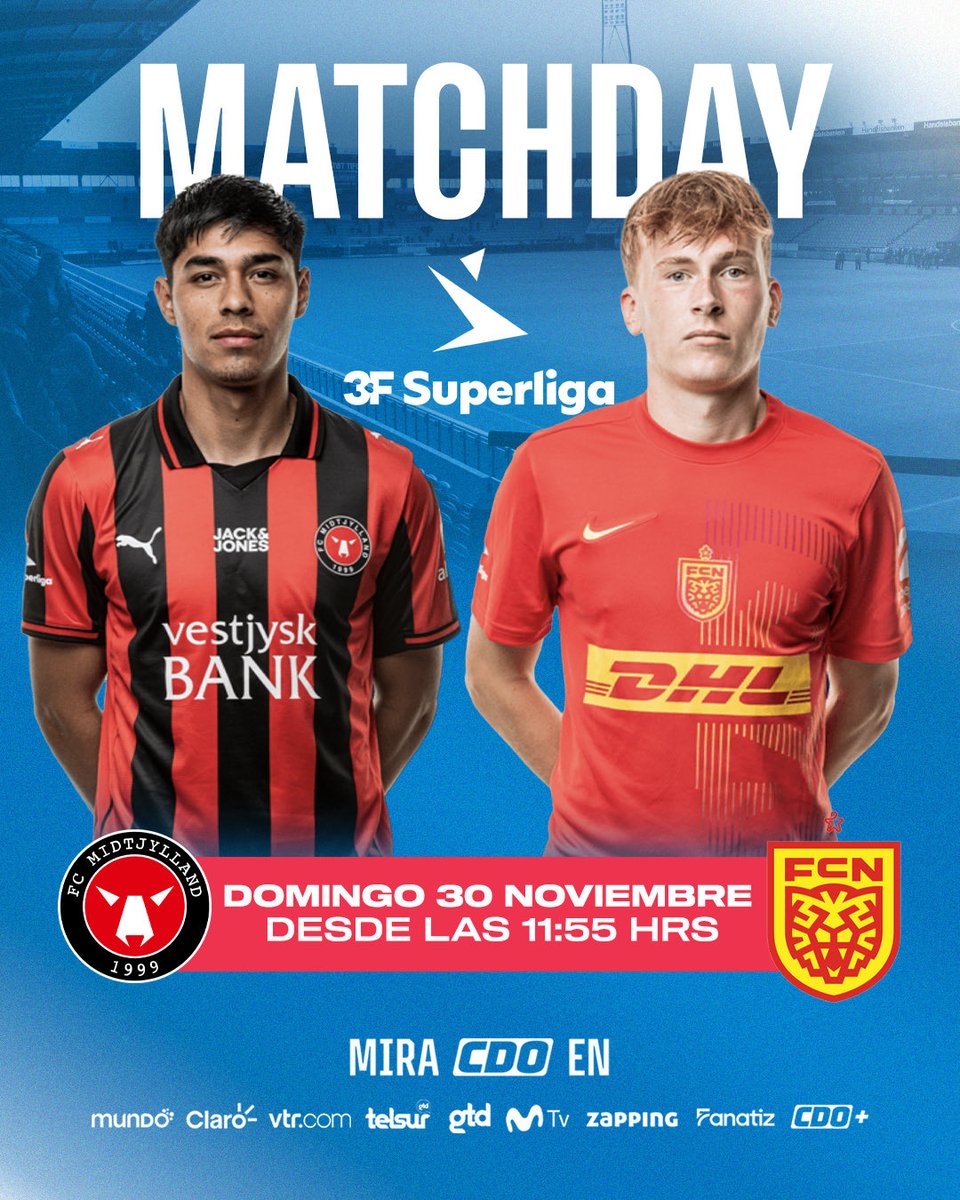 DOMINGO DE FÚTBOL⚽️🇩🇰

Hoy tendremos el duelo entre el FC Midtjylland de Darío Osorio y el Nordsjælland en la Superliga De Dinamarca🔥

Míralo en CDO, cdoplus.cl, la app CDO+ y también en fanatiztv 👀

#OsorioxCDO #CDOelcanaldetodoslosdeportes