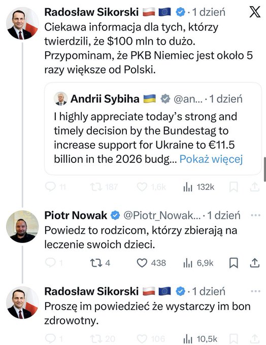 Facet rozdaje NASZE pieniądze ukraińcom  jakby to były jego osobiste wydatki a na uwagę o chorych polskich dzieciach robi sobie z tego żarty.
Ja się pytam kto na nich głosuje?