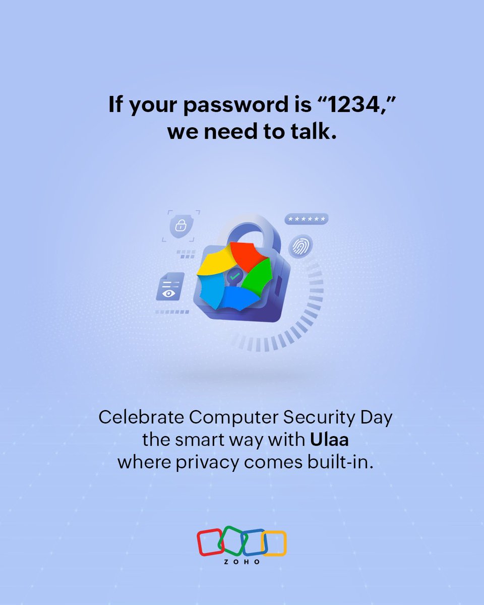 ZohoAfrica's tweet image. Your digital life deserves more than guessable passwords and hope. 

Ulaa helps you shut the door, lock it twice, and walk away smiling.

Happy Computer Security Day!  🔐💻 

@UlaaBrowser 

#SecurityFirst #Ulaabrowser #Dataprotection
