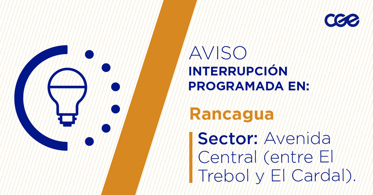 CGE_Clientes's tweet image. Para mejorar la calidad del suministro de nuestros clientes de #Rancagua, este martes, entre 09:30 y 12:00 horas, se realizará una #InterrupciónProgramada (sectores en la imagen 👇) debido a trabajos de mejoras. Recuerda desconectar tus artefactos 🔌