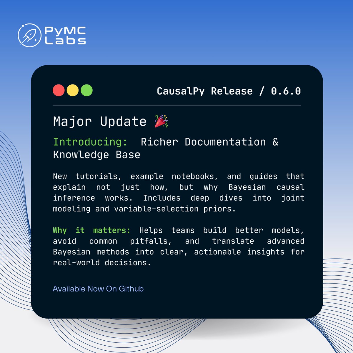 pymc_labs's tweet image. In #CausalPy 0.6.0, one of the biggest upgrades isn’t a model, it’s clearer docs, tutorials, and examples + a unique Bayesian lens on structural causal discovery using variable-selection priors in joint models.

🧩Try it on Github: dub.link/LpEwFil
#BayesianModeling