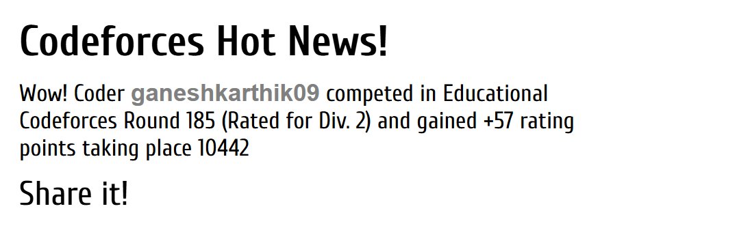 ganeshkarthik09's tweet image. Solved only one  question in Educational CF Round 185 (Rated for Div. 2), but somehow still walked away with a positive delta 😭🔥
CF gods were kind  — +57 boost mil gaya 😎
#Codeforces #CompetitiveProgramming #CodingJourney #DevCommunity #ProgrammersLife #letsconnect