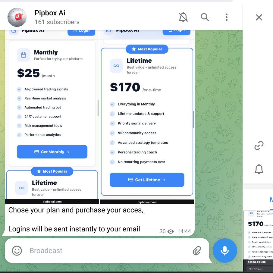 odhiambo_rick's tweet image. On Pipbox, we have two packages. Monthly and lifetime. Choose yours