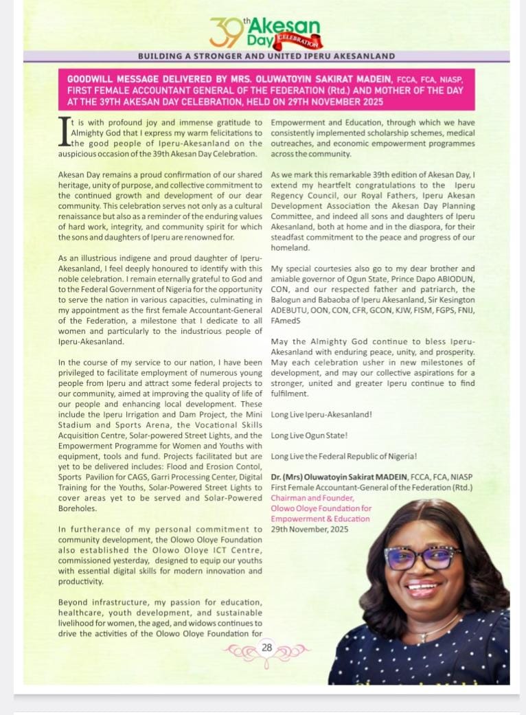 AgfMadein's tweet image. May peace, prosperity, and unity continue to reign in Iperu-Akesan land. I am proud to be one of you, and I remain committed to serving our beloved community.

#akesanday
#iperu
#ogunstate