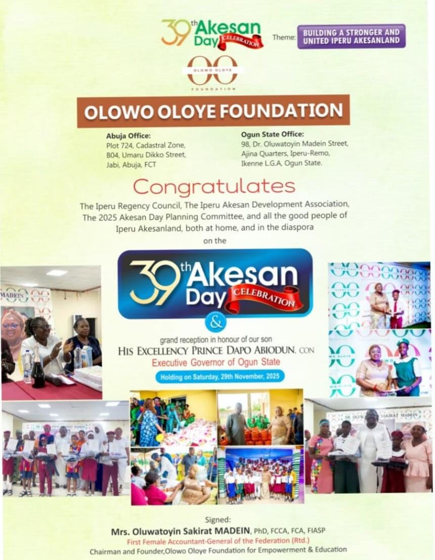 AgfMadein's tweet image. May peace, prosperity, and unity continue to reign in Iperu-Akesan land. I am proud to be one of you, and I remain committed to serving our beloved community.

#akesanday
#iperu
#ogunstate