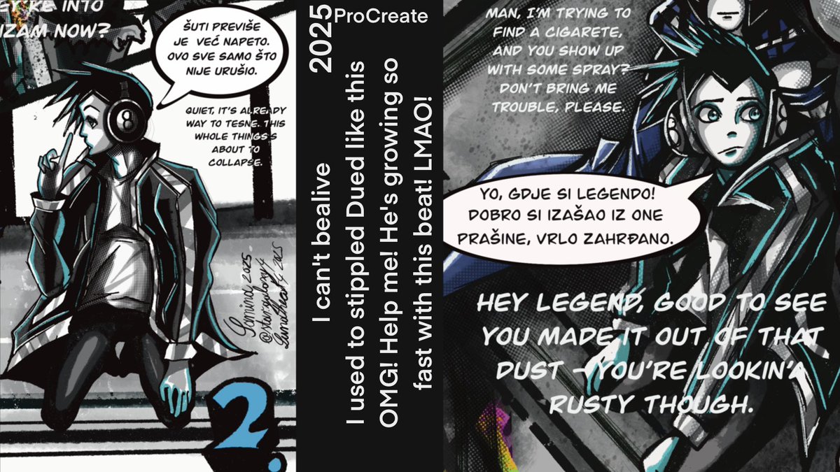 Lunathecat4's tweet image. ⬛️🔹⚫️▪️Voltage▪️⚫️🔹⬛️ @Dued1_Roblox (HALF-TONE)
(Evolution: my old-school halftone digital experiments with Dued1 - 2018 (phone) VS 2025 (ipad)
DOT BY DOT!
#robloxart #dued1 #halftone #comic