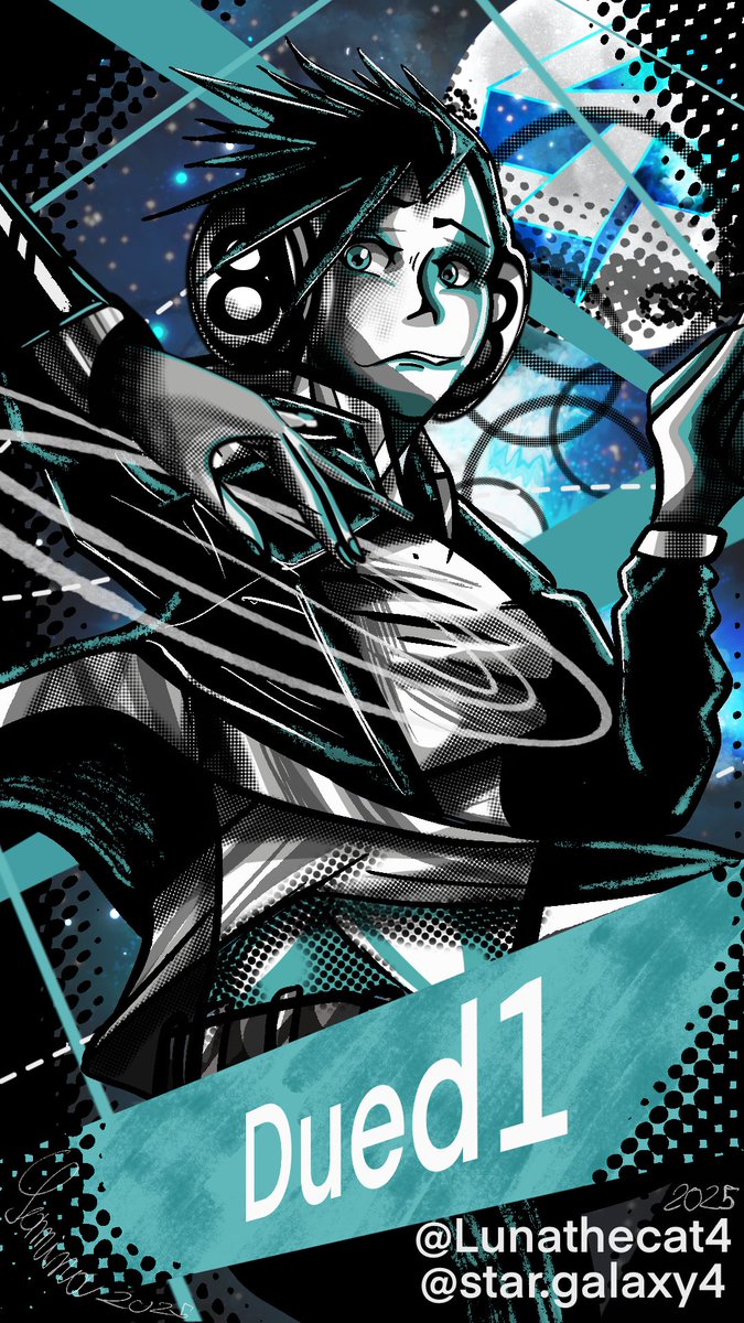Lunathecat4's tweet image. ⬛️🔹⚫️▪️Voltage▪️⚫️🔹⬛️ @Dued1_Roblox (HALF-TONE)
(Evolution: my old-school halftone digital experiments with Dued1 - 2018 (phone) VS 2025 (ipad)
DOT BY DOT!
#robloxart #dued1 #halftone #comic