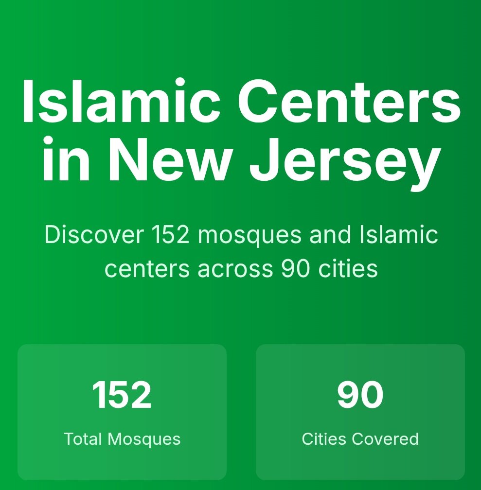 Just so you know, There are 152 Mosques, in 90 cities, all across New Jersey
masjidsinusa.com/states/new%20j…