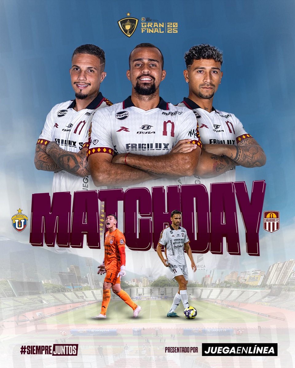 ¡Domingo de 𝙛𝙞𝙚𝙗𝙧𝙚 𝙂𝙍𝘼𝙉𝘼𝙏𝙀! 🇱🇻🫀

Luchar por traer gloria a esta región ⚔️

🏆 Final Absoluta (Ida)
🕓 6:00 PM
🏟️ Olímpico, Caracas
📺 <a href="/venevision/">Venevision</a> 
📻 <a href="/GranateCircuito/">Circuito Granate Oficial</a> 
📲 <a href="/Fanatiztv/">Fanatiz</a> 

#MásGranate 🔝
#CaraboboEsGranate 🇱🇻
#LigaBancoDeVenezuela 🇻🇪