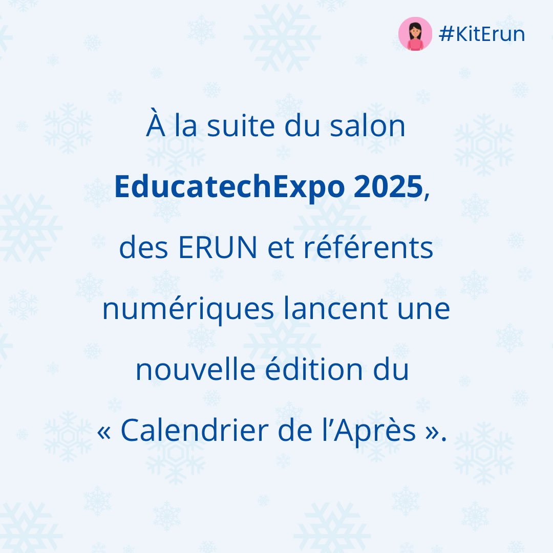 MercierRichard5's tweet image. ✨CALENDRIER DE L’APRÈS✨

Pépites et coups de ❤️ des #ERUN et #RefNum @educatechexpo

Rendez-vous dès le 1er décembre pour découvrir notre Best-of du salon!
🔗 edurl.fr/calendrier-apr…